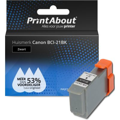 PrintAbout   Huismerk Canon BCI-21BK Inktcartridge Zwart