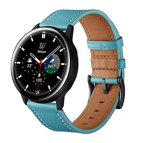 Qubix - Lederen bandje - Blauw - Geschikt voor Samsung Galaxy Watch 5 Pro - 45mm
