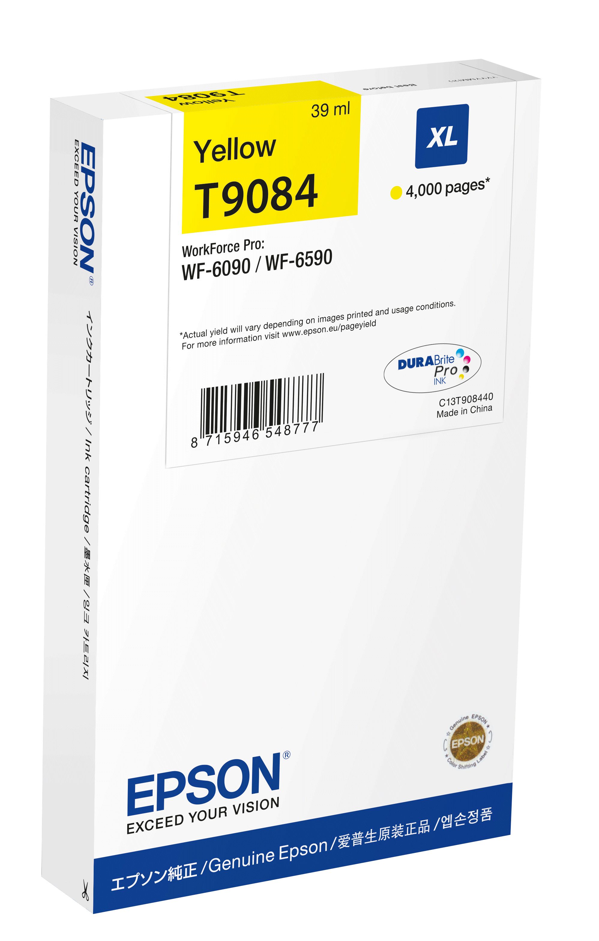 Epson T9084 XL Yellow Ink Cartridge - 4000 Pages - C13T908440