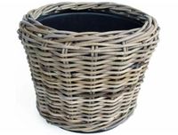 Van der Leeden Planten/bloemen mand - rotan - gevlochten riet - D33 x H24 cm - drypot - plantenpot - plantenmand - nestbaar