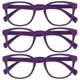 Opulize Pop 3 Stuks Purper Afstand Bril Kortzichtig Retro Ronde Mannen Vrouwen Scharnieren Met Veer MMM2-5 -2,00