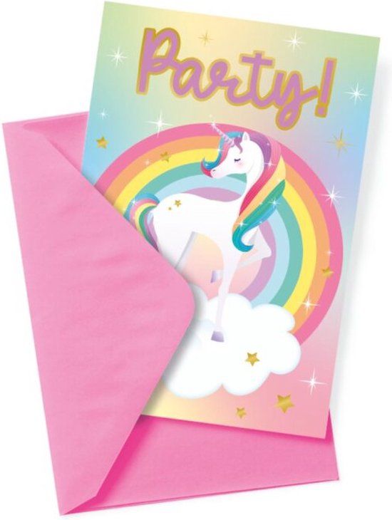 Top1Toys Paper Dreams Unicorn Uitnodigingskaarten - 6 stuks