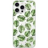 Apple iPhone 16 Pro Max Feuilles de monstera bedrukt siliconen hoesje