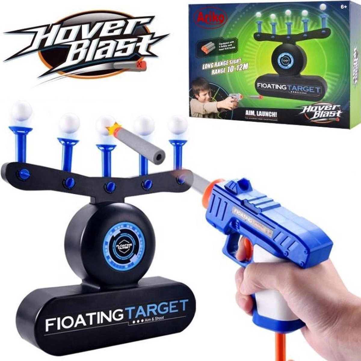 Ariko Floating Shooting Game | Kinderspeelgoed | Schietspel | Speelgoedblaster met zwevende balletjes | Op USB aansluiting | Inclusief 4 x Philips AA batterijen