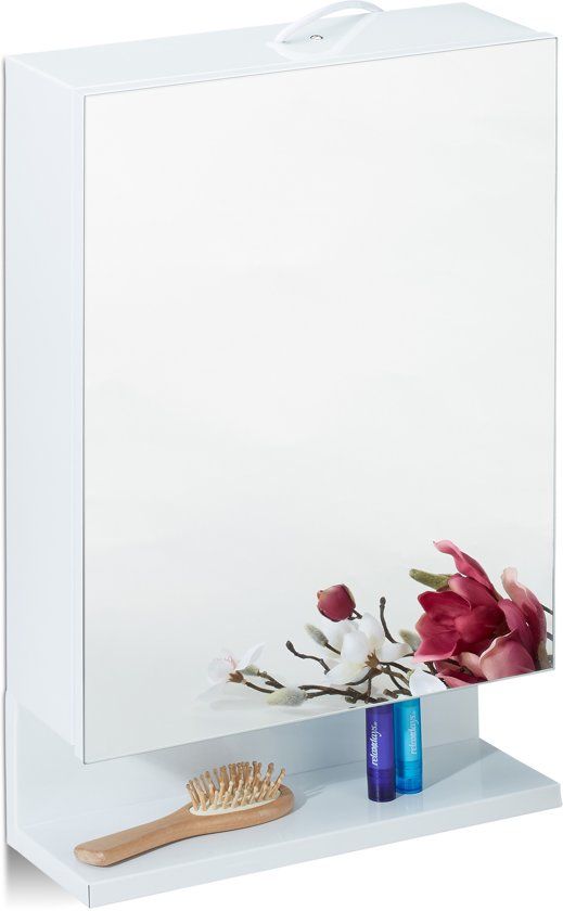 relaxdays Spiegelkast badkamer hangende kast - wit - met stopcontact