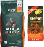 Fire-up BBQ starterspakket - houtskool briketten 5 kilo - barbecue aanmaakblokjes 72x