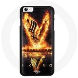 Maniacase Hoesje voor Iphone SE Vikings Series Seizoen 6 logo V Zwaard van Vuur Zwarte Achtergrond