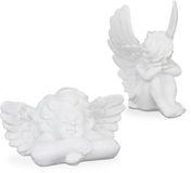 Relaxdays Beeldje Engel - Set van 2 - Klein - Polyresin - Wit