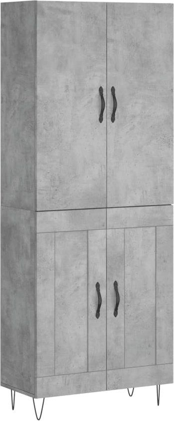 vidaXL Hoge kast 69,5x34x180 cm bewerkt hout betongrijs