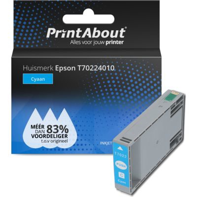 PrintAbout Huismerk Epson T70224010 Inktcartridge Cyaan