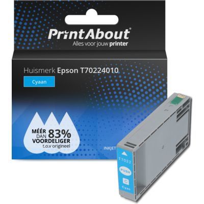 PrintAbout Huismerk | Cyaan | Compatibel met Epson T70224010 | 4600 pagina's