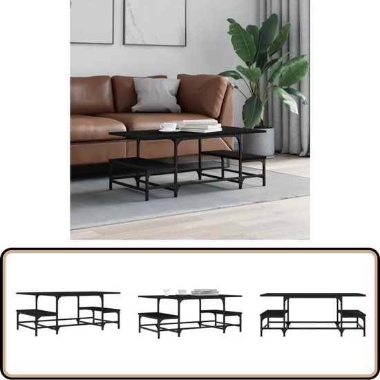 vidaXL Salontafel 100x50,5x40 cm bewerkt hout zwart