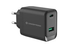 CONCEPTRONIC oplader, 2-poort, GaN, USB-C en USB-A, 45W, Power Delivery 3.0, PPS, zwart
