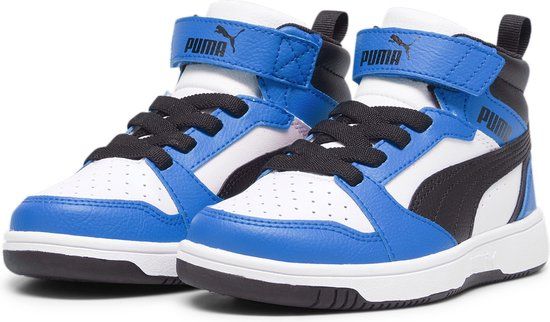 PUMA Rebound V6 Mid AC+ PS Sneakers Kids - White/Black/Blue - Size 33