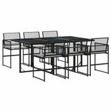 vidaXL 7-delige Tuinset met Kussens, Zwart, Polyrattan