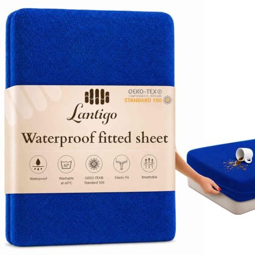 Lantigo Hoeslaken Badstof Waterdicht 200x200 cm Korenblauw - molton