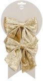 House of Seasons Kerst ornamenten strikken - 2x st - champagne - 12 x 13 cm - kerstboomstrikjes