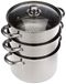 KitchenCraft 3 Food Steamer Pan/Stock Pot, Voedselstoomboot 3 niveaus, inductieveilig, roestvrij staal, in geschenkdoos, 22 cm, zilver