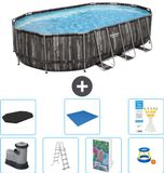 Bestway Ovaal Power Steel Zwembad - 610 x 366 x 122 cm - Grijs