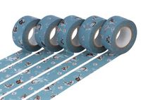 Classiky Set met 5 Masking Tape Washi Girls Asagi blauw 24 mm x 15 m.