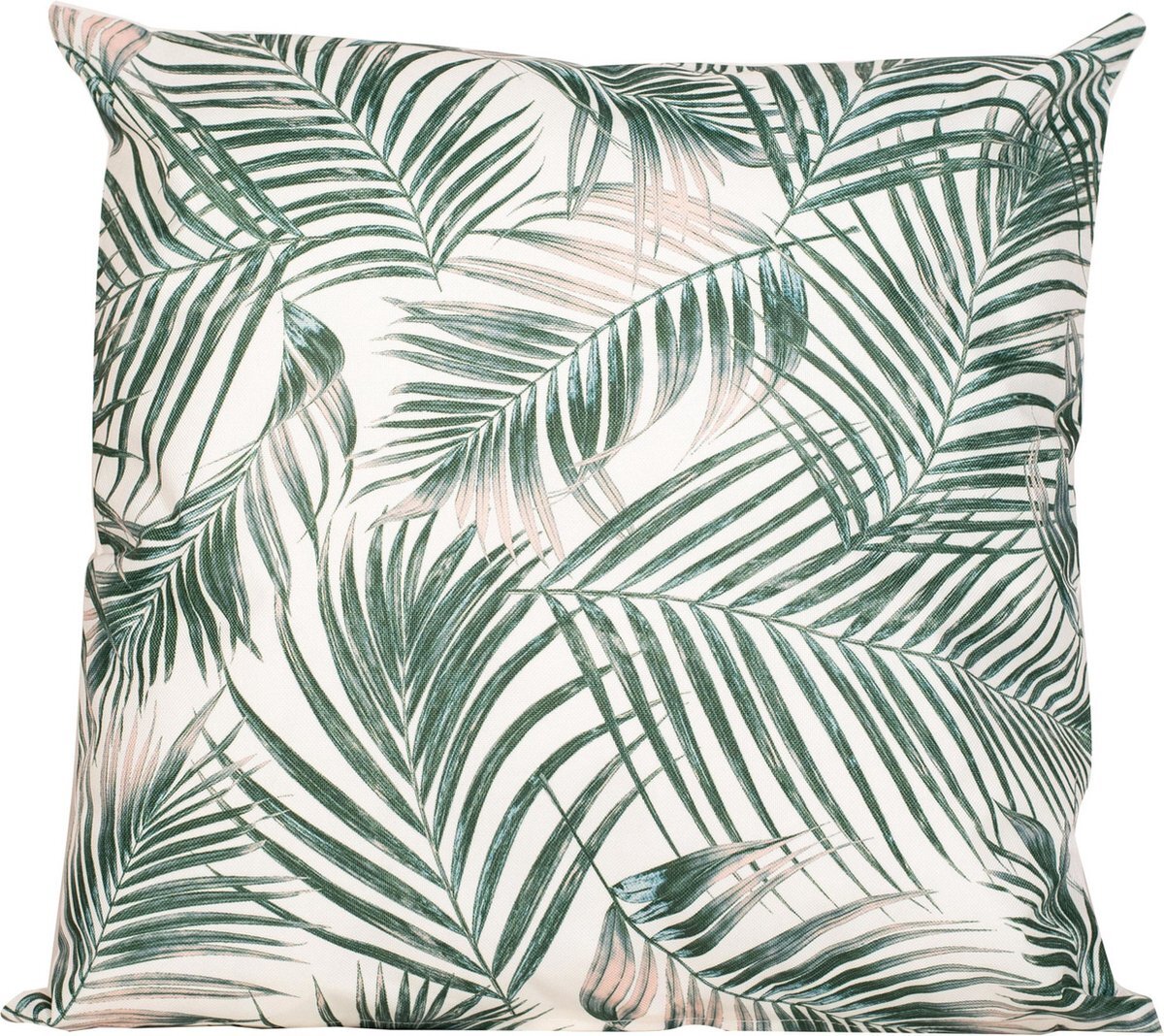 Anna's Collection Sierkussen voor binnen en buiten - palm bladeren print - 45 x 45 cm - Urban jungle tuin/huis kussens