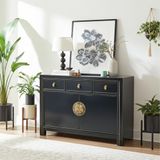 OPIUM OUTLET Chinese commode Azië sideboard oosterse kast Aziatische vintage meubels dressoir bruiloftskast compleet gemonteerd zwart paars-zwart