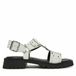 Bronx Damessandalen Rac-quel Wit/Zwart Leer Platte Sandalen Maat 40