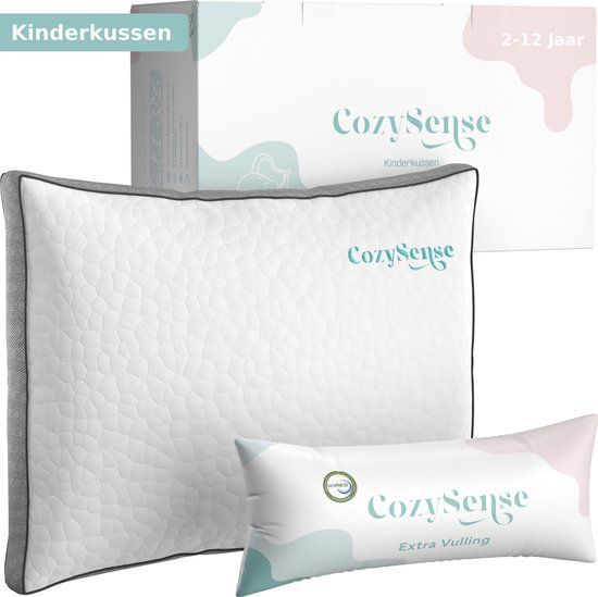 CozySense Kinderkussen - Hoofdkussen Kind - Peuterkussen - Versnipperd Traagschuim + Micro-Vezels - Verkoelende Technologie - Vulbaar - Incl. Extra 100g Schuim - 40x55 cm - Kinderen 2-12 jaar