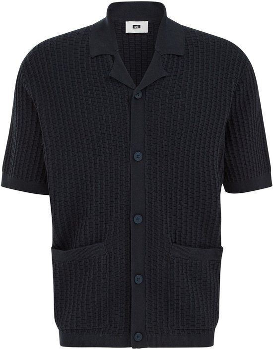 WE Fashion Heren regular fit gebreide polo met structuur