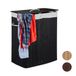 Merkloos Relaxdays Wasmand met 2 vakken - 95 liter - Bamboehout - Wit/Lichtbruin