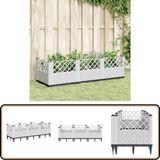 vidaXL Plantenbak met pinnen 123,5x43,5x43,5 cm polypropeen wit