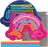 BeltAvenue Holding B.V. Tableau d'activités sensoriel, jouet fidget en silicone, jouet anti-stress avec sac de transport, arc-en-ciel, à partir de 3 ans (rouge et bleu foncé (2 pièces))