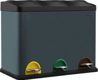 Songmics Afvalbak 3 x 15 liter met deksel en binnenemmer smoke grijs-zwart