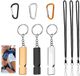Unyqoos® Set de 3 sifflets de secours robustes en métal avec cordon de transport pour extérieur