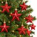 Decoris kersthanger sterren - 12x st - rood - 7 cm - kunststof