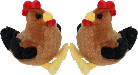 Cornelissen Knuffel Kip/Haan - Set van 2 - 15 cm - Pluche