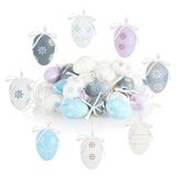 COM-FOUR® 36x handbeschilderde paaseieren om op te hangen, pastelkleurige