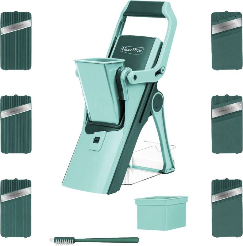 Genius Nicer Dicer Mando - 12-delige set - Blauw - Roestvrij staal/Kunststof