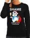 Bellatio Decorations Pinguin Kerst sweater / kersttrui Shame penguins with champagne zwart voor dames - Kerstkleding / Christmas outfit XL