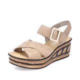 Rieker Sandalen met hak beige Synthetisch - Dames - Maat 42