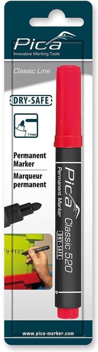 Pica 520/40 Permanent Marker - 1-4mm - Ronde Punt - Rood