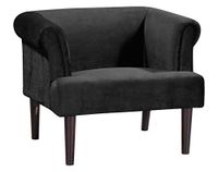 Atlantic Home Collection Charlie Stoel Met Massief Houten Voeten, Fluweel, Zwart, 74 X 86 X 70 Cm