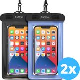 Waterdichte Earkings Waterdichte telefoonhoesjes - Drybag Set van 2 stuks - Onderwater Hoesje Telefoon voor Alle Telefoons - Zwart & Donker Blauw