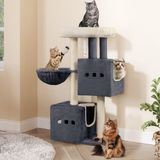 Unyqoos® Chat gris foncé avec cavités et troncs en sisal pour un jeu actif