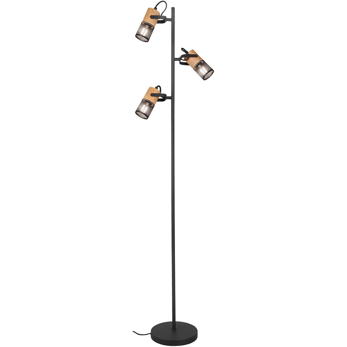 BES LED Trion Yosh Vloerlamp - E14 - Rond - Mat Zwart - Aluminium - 150cm