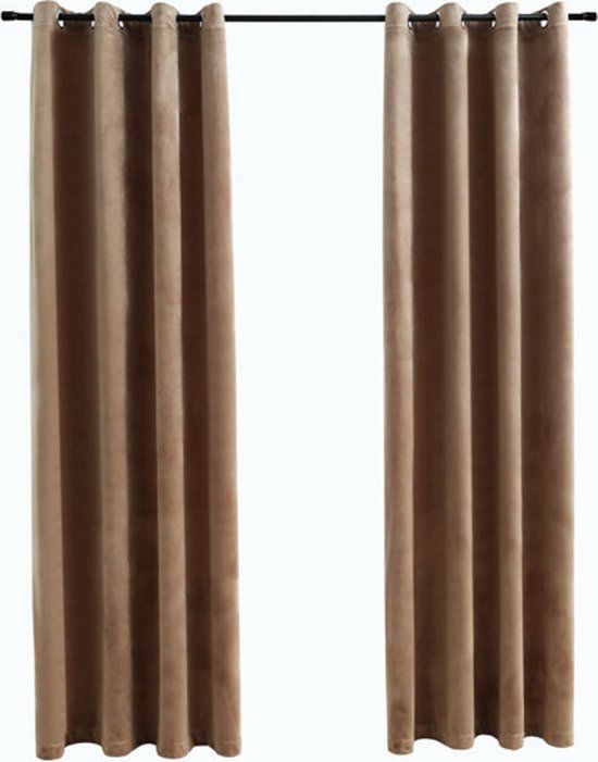 vidaXL Gordijn verduisterend met ringen 2 stuks 140x175 cm fluweel beige
