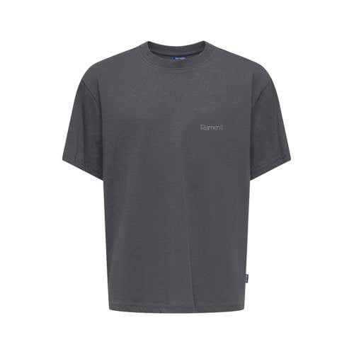 ONLY & SONS JUNIOR T-shirt met backprint - antraciet