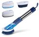 Omgoods brosse à vaisselle avec distributeur et 4 têtes de brosse remplaçables, bleu