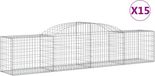 vidaXL Gabions - 15 pièces - voûté - 300x50x60/80 cm - fer galvanisé
