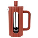 Café Olé Ciao 3 kopjes cafetière, roestvrijstalen gaas, Franse pers, rood